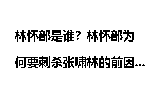 林怀部是谁？林怀部为何要刺杀张啸林的前因后果