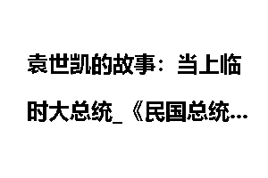 袁世凯的故事：当上临时大总统_《民国总统档案》