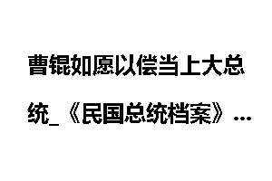 曹锟如愿以偿当上大总统_《民国总统档案》