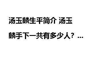 汤玉麟生平简介 汤玉麟手下一共有多少人？