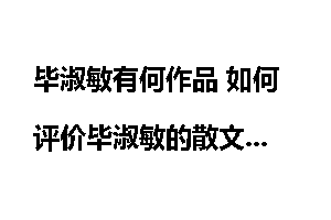 毕淑敏有何作品 如何评价毕淑敏的散文