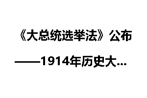《大总统选举法》公布——1914年历史大事件